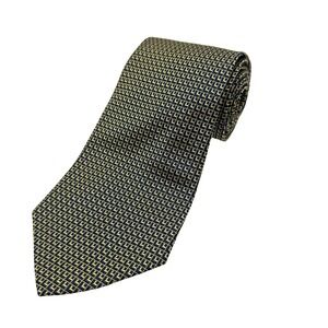 Ralph‎ Lauren Men's Silk Tie Navy Blue Gold Geometric Pattern